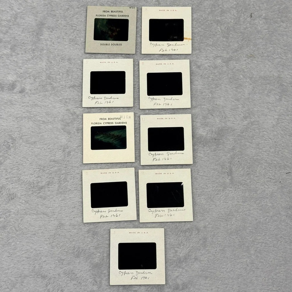 Vintage Florida Cypress Gardens 35mm Slides 1961 Water Skiing 9pc Set Multi‎
